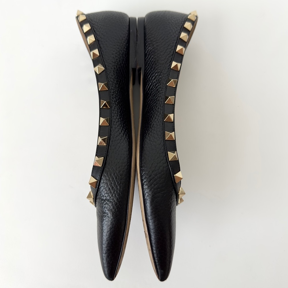 ✨Auth VALENTINO GARAVANI Rockstud Pebbled Leather Pointed Ballerina Flats 36.5 - Picture 6 of 16